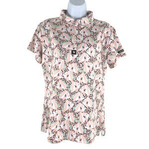 Bad Birdie Golf Polo Womens XL Short Sleeve Fish Print Multicolored TP-3729